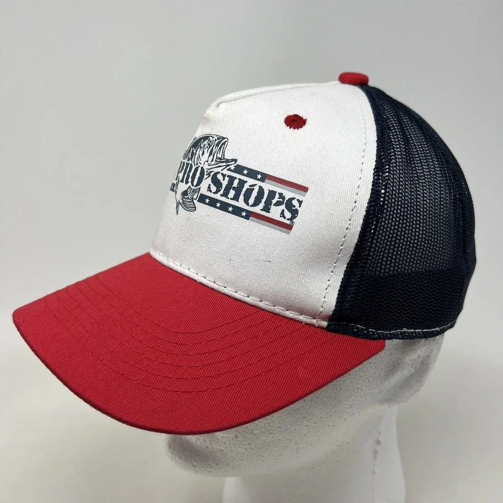 Bass Pro Shops Trucker Hat Cap Red White Blue Fishing American Flag Snapback